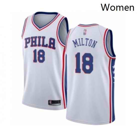 Womens Philadelphia 76ers 18 Shake Milton Swingman White Basketball Jersey Association Edition